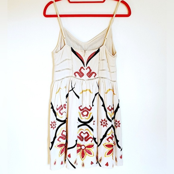 Embroidered Free People Garden Party mini dress Boho spaghetti strap womens 4 - Picture 2 of 3